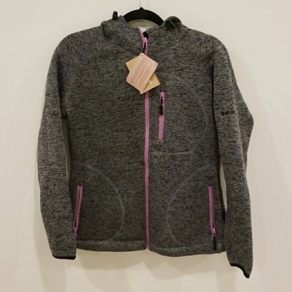 NWT! HI-TEC Light Grey/Rose Hooded Size S Fleece